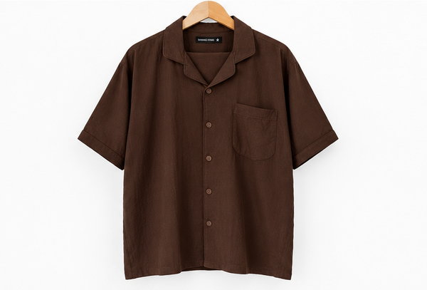 Men's Solid Pajama Shirt – Short Sleeve & Notch Collar